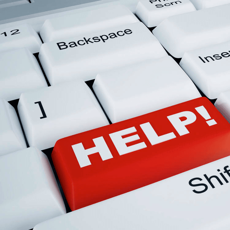 Toetsenbord met het woord "HELP!"