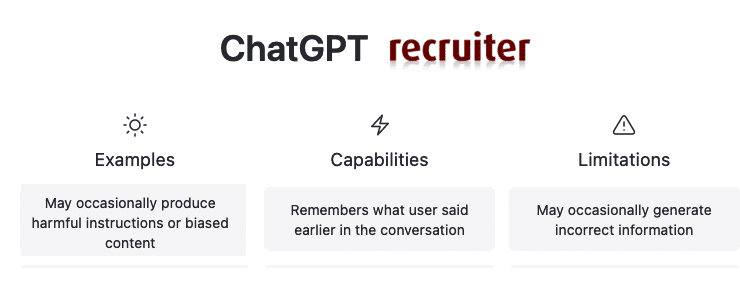 AI Recruitment: screenshot van ChatGPT recruiter