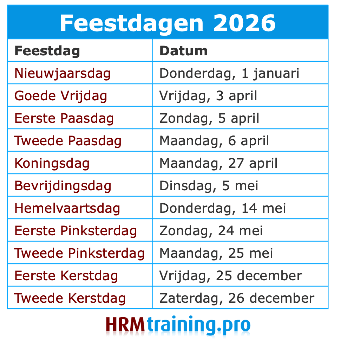 Officiële feestdagen 2026