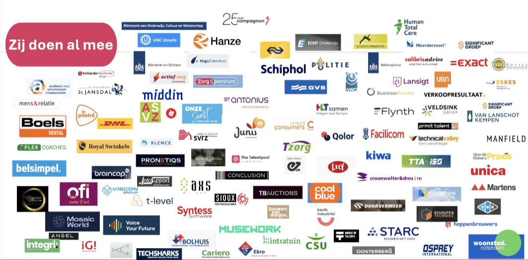 Logo's van werkgevers aangesloten bij Talentpool Community