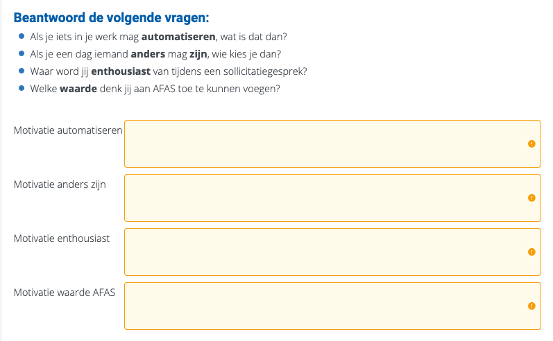 AFAS Motivatiebrief en sollicitatievragen