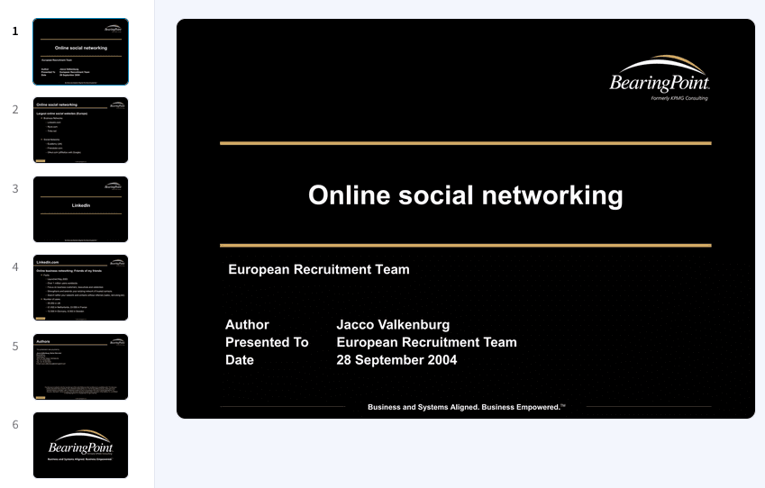 LinkedIn sourcing presentatie Jacco Valkenburg september 2004 BearingPoint